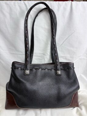 Brighton Pebbled Leather Tote Bag in Black and Brown